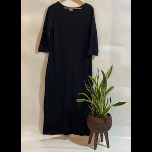J. Jill black knit round neckline 3/4 sleeve maxi sweater dress
